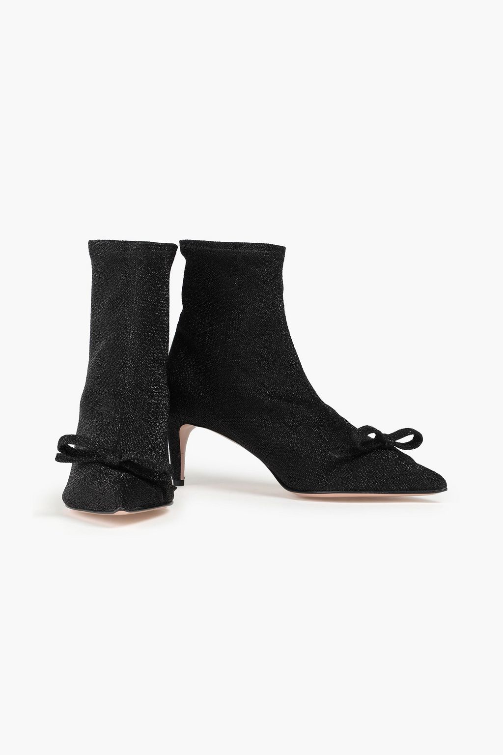 RED(V) Bow-embellished metallic stretch-knit sock boots
