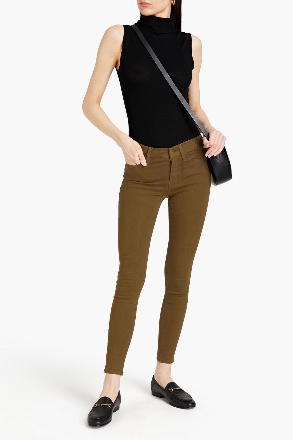 FRAME Le Skinny de Jeanne coated mid-rise skinny jeans