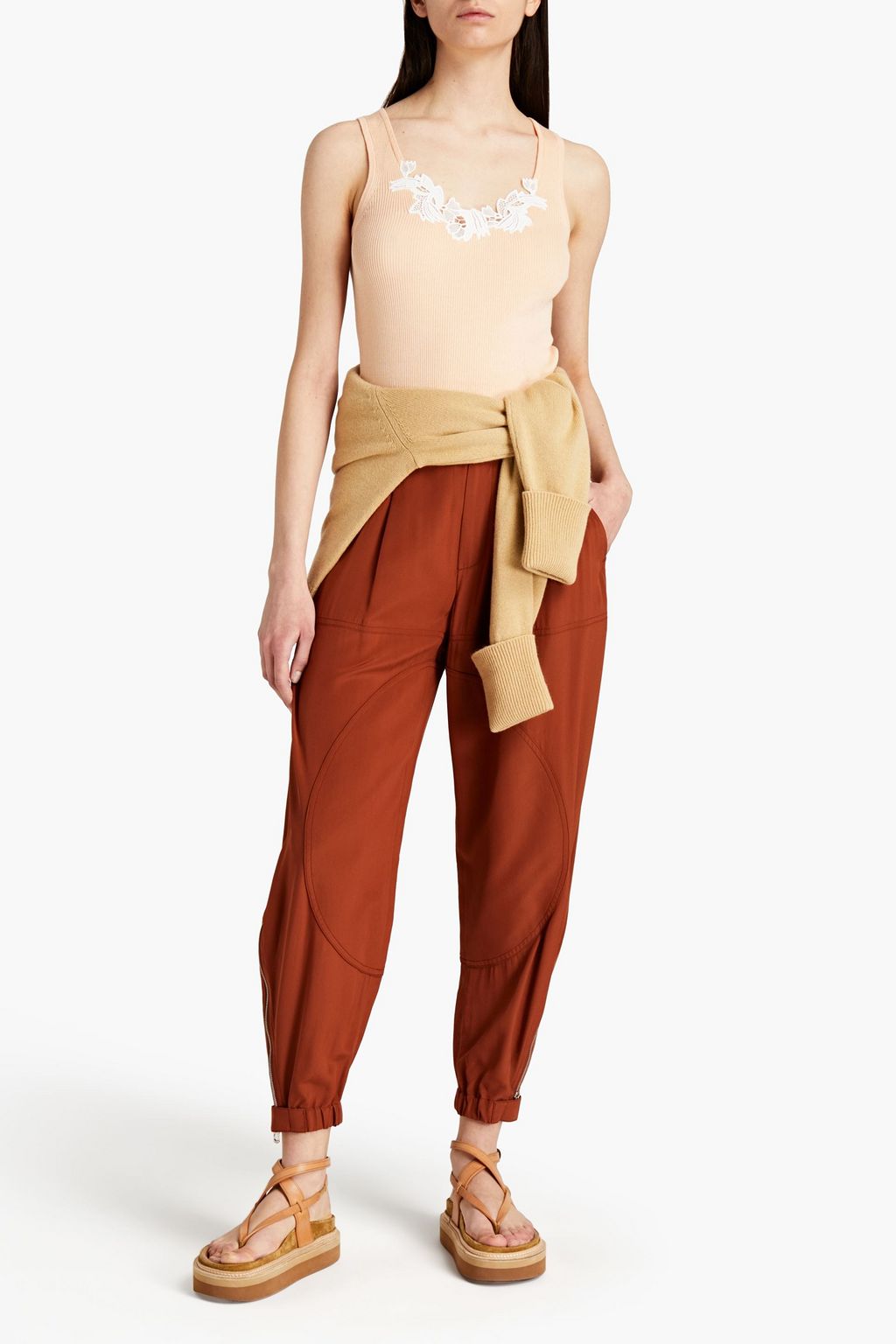 CHLOÉ Silk crepe de chine tapered pants