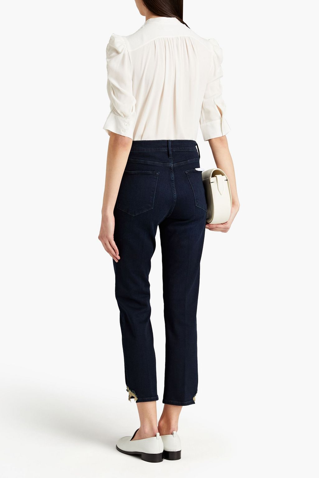 FRAME Gathered silk-crepe blouse