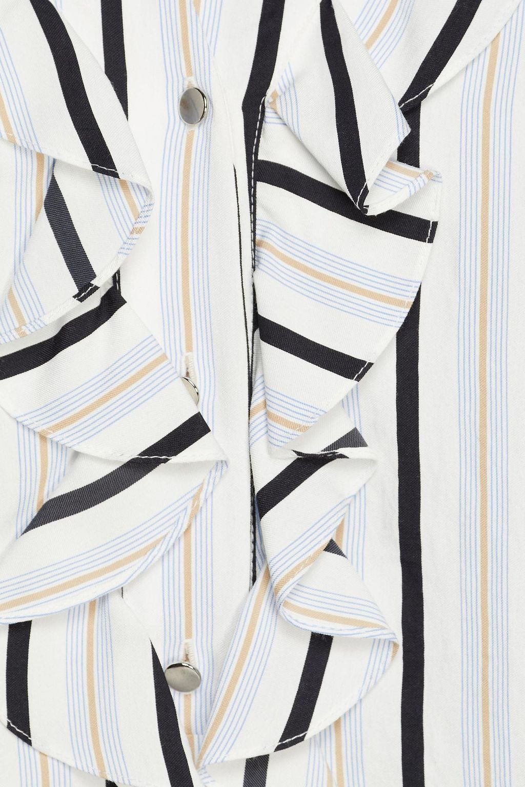 CLAUDIE PIERLOT Ruffle-trimmed striped twill shirt