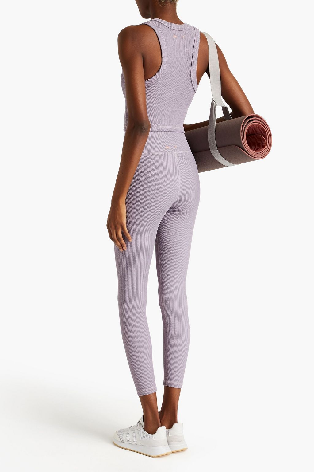 THE UPSIDE Jacquard Leandra cropped ribbed-knit top