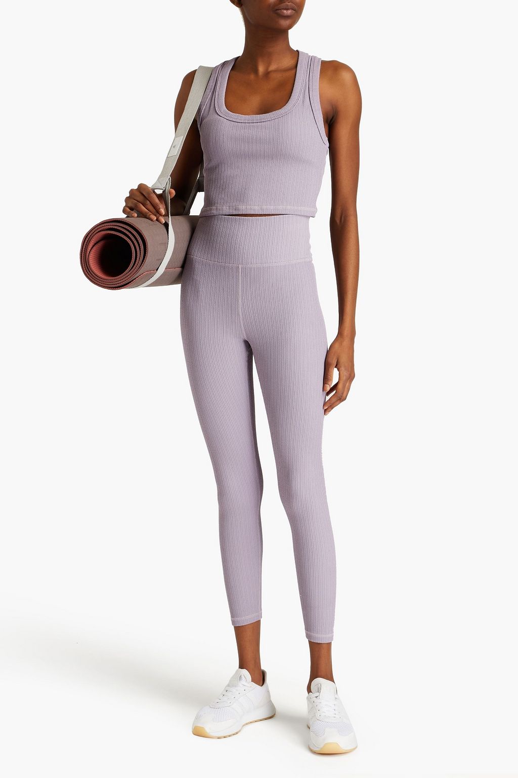 THE UPSIDE Jacquard Leandra cropped ribbed-knit top