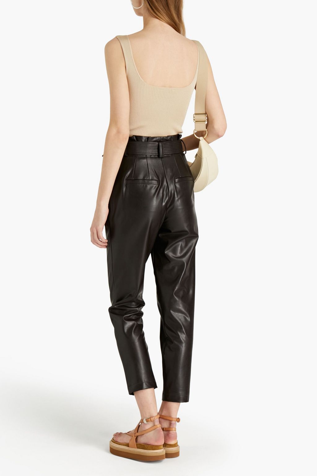 A.L.C. Cobey cropped pleated faux leather tapered pants