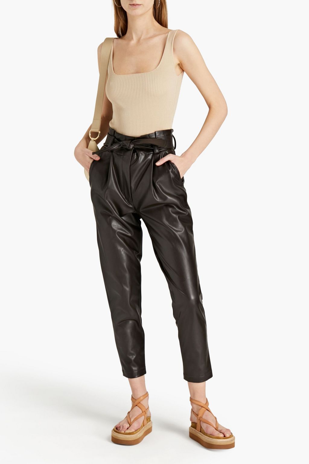 A.L.C. Cobey cropped pleated faux leather tapered pants