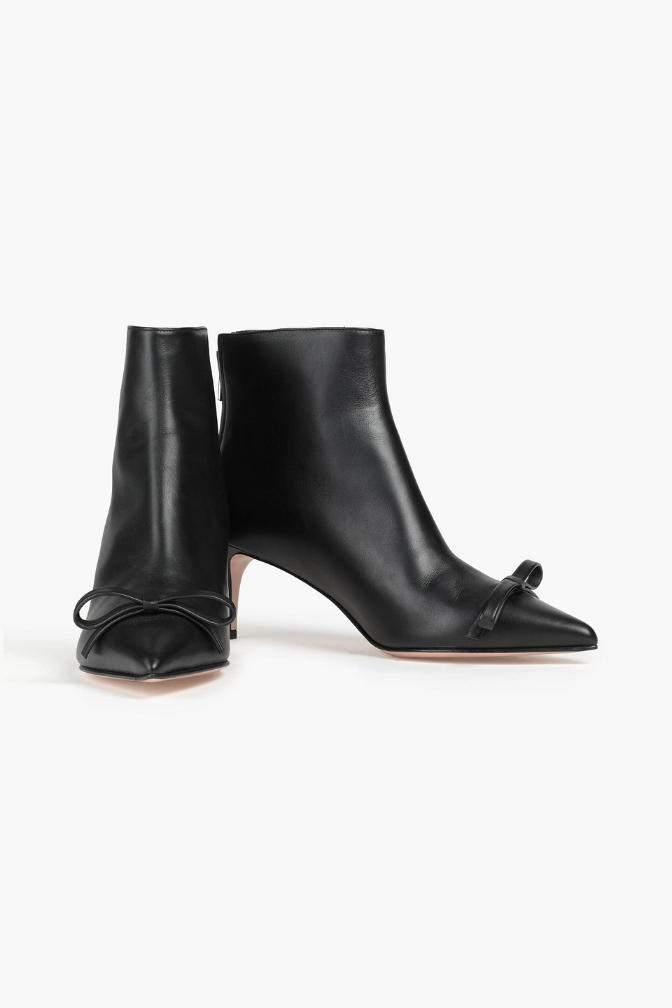 Redv Bow-embellished Leather Ankle Boots In Black