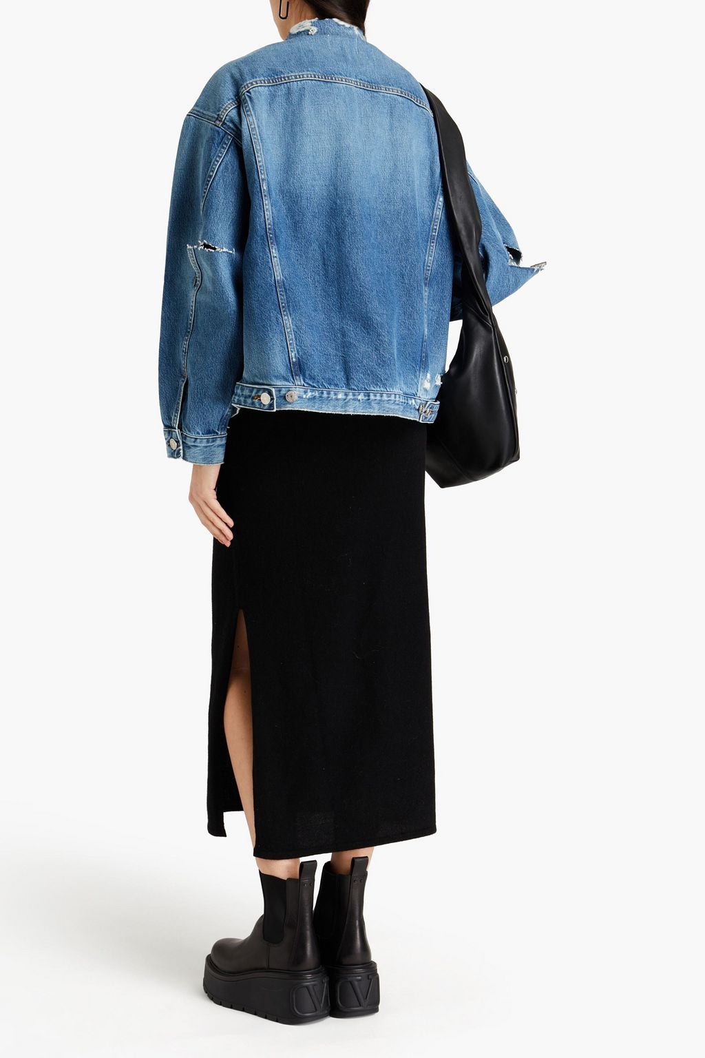 FRAME Oversized distressed denim jacket THE