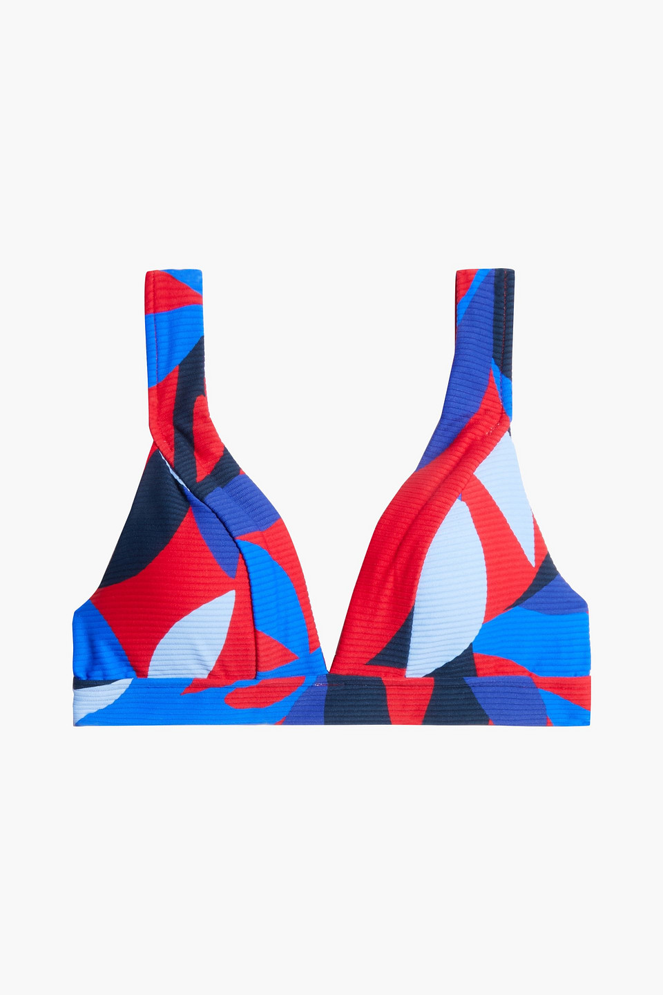 Printed ribbed triangle bikini top