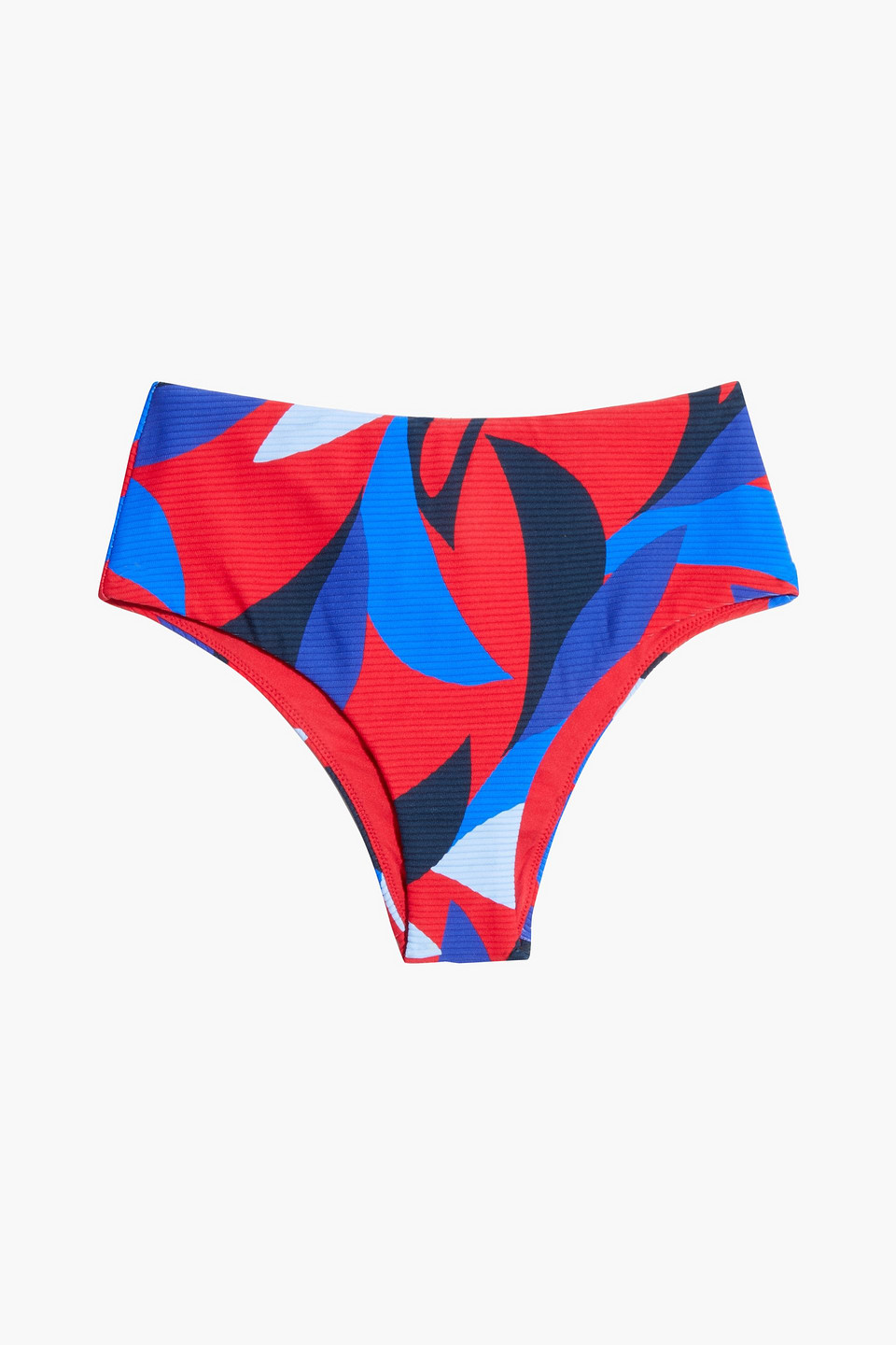 Seafolly Printed Ribbed High-rise Bikini Briefs In Red