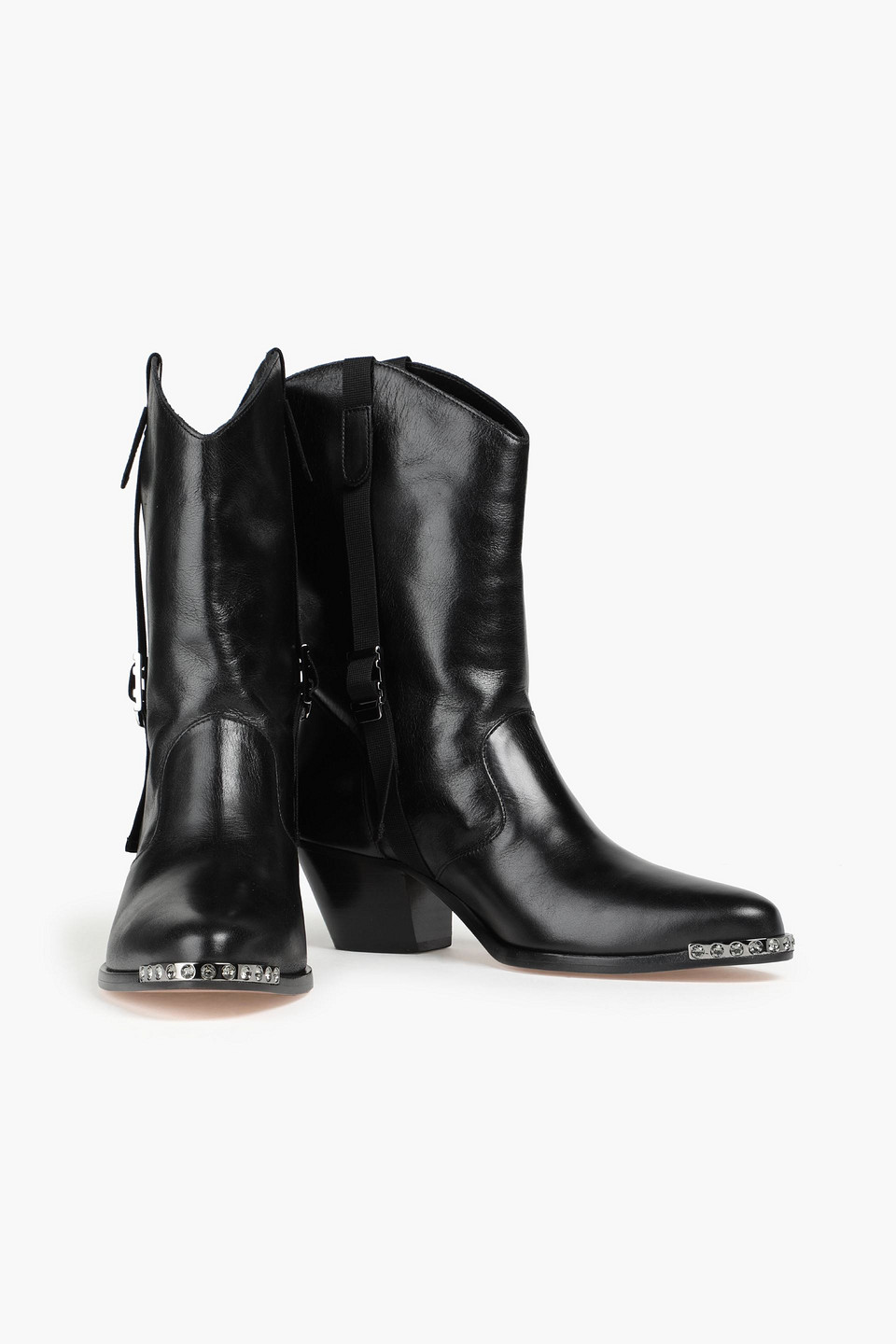 Redv Embellished Leather Ankle Boots In Black