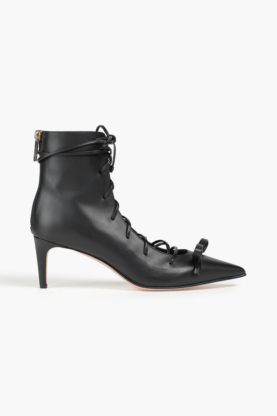 RED(V) Lace-up bow-detailed leather ankle boots