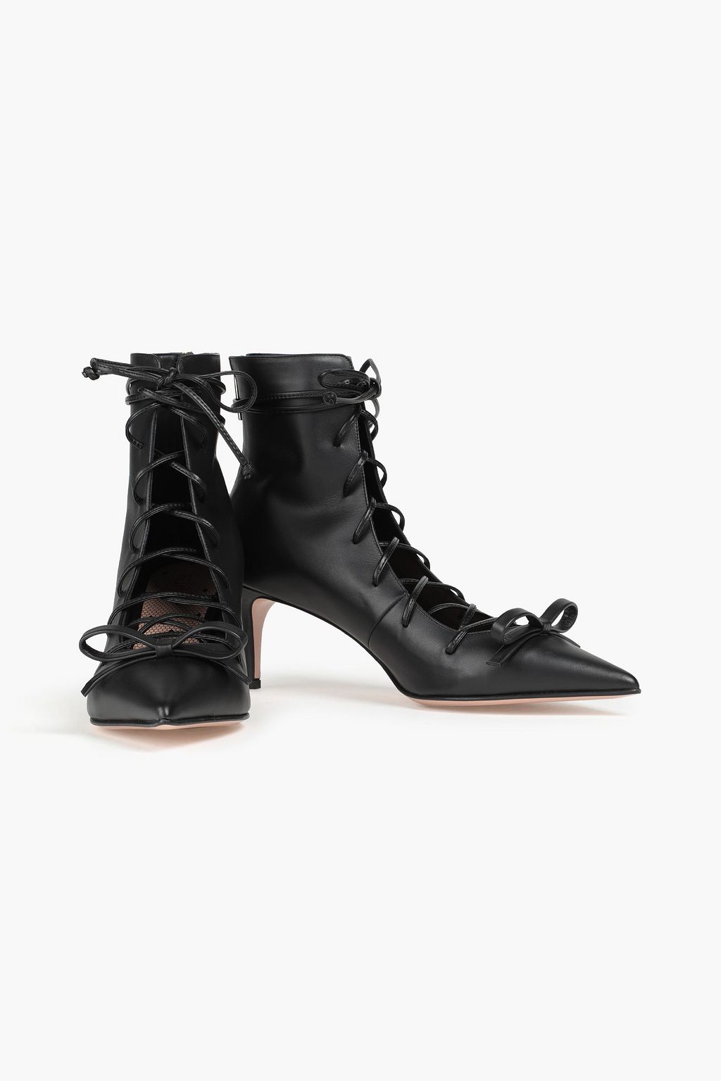 RED(V) Lace-up bow-detailed leather ankle boots