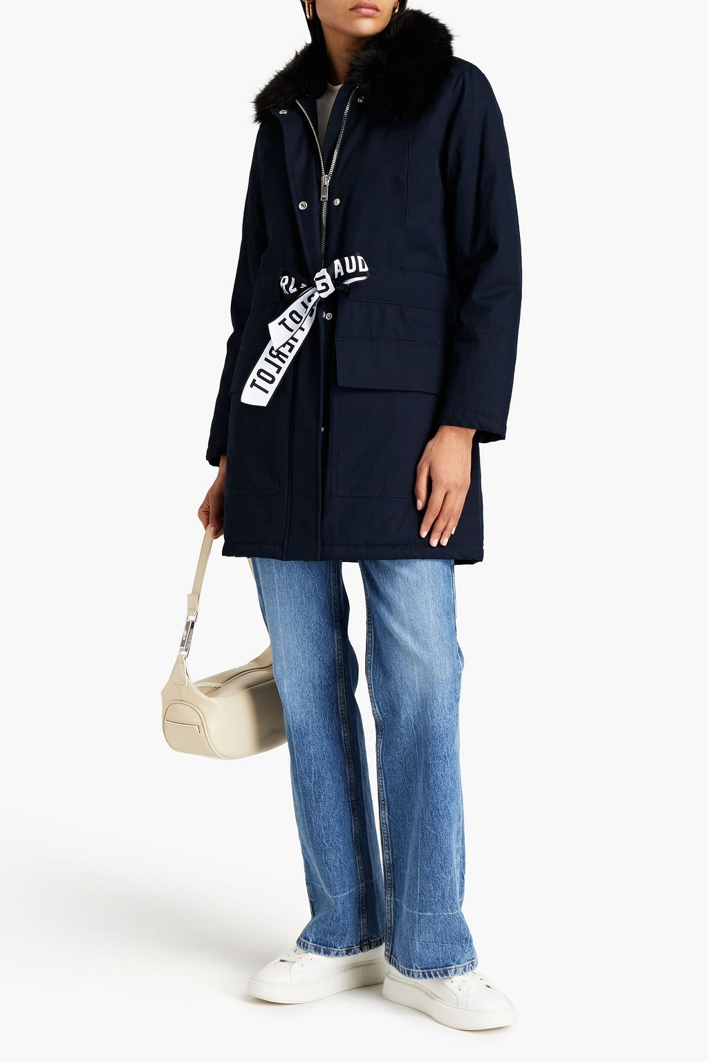 CLAUDIE PIERLOT Belted cotton-gabardine parka