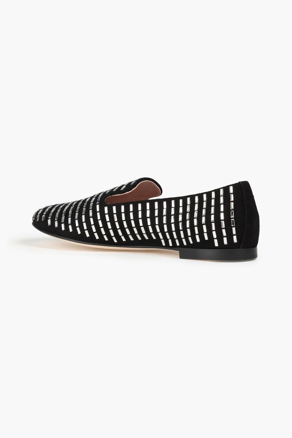 GIUSEPPE ZANOTTI Crystal-embellished leather flats