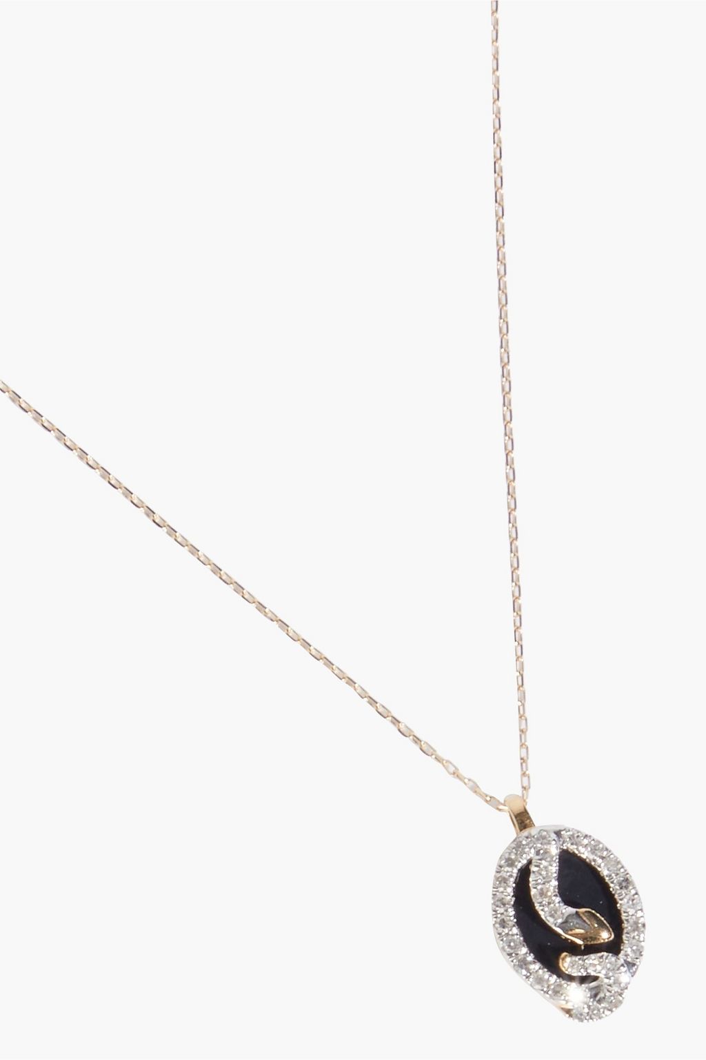 ADINA REYTER 14-karat gold, diamond and onyx necklace