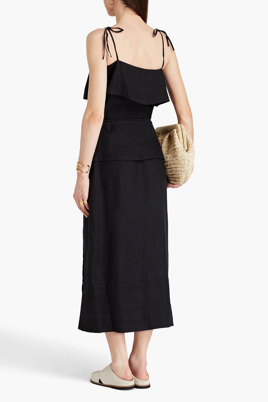 BY MALENE BIRGER Malinos ruffled linen midi wrap skirt