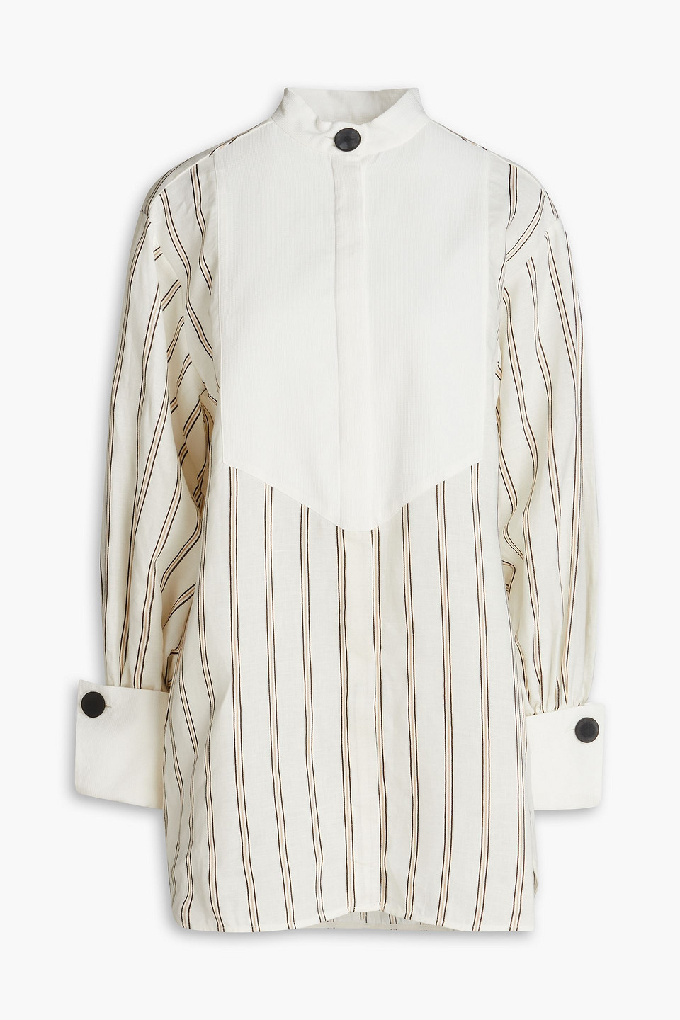 Aglaja piqué-paneled striped linen-blend shirt