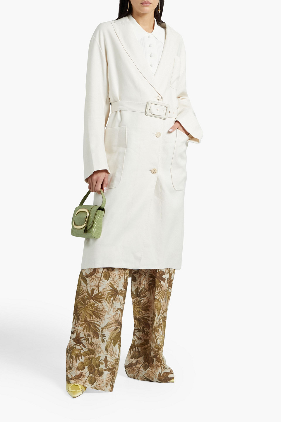 Zimmermann Belted Linen-blend Twill Trench Coat In Ivory