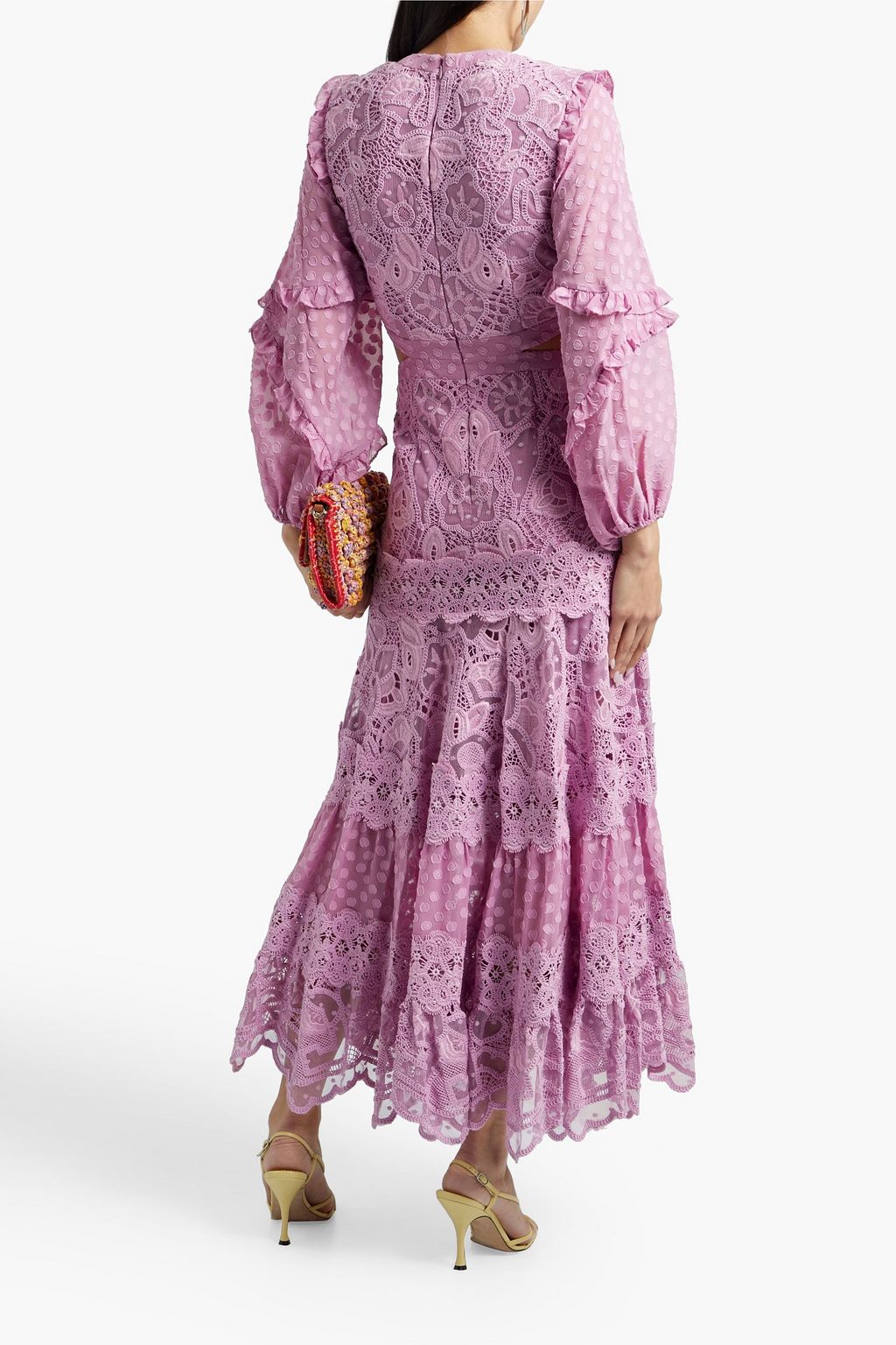 ALEXIS Zendaya cutout embroidered tulle, fil coupé and lace maxi dress
