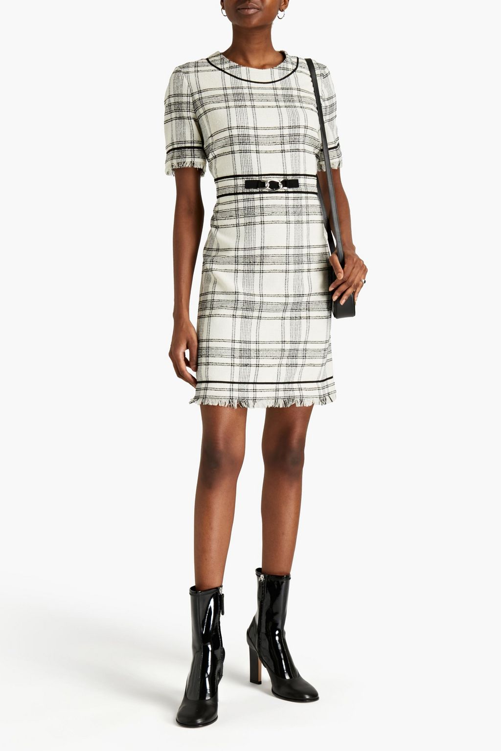 CLAUDIE PIERLOT Appliquéd checked tweed mini dress
