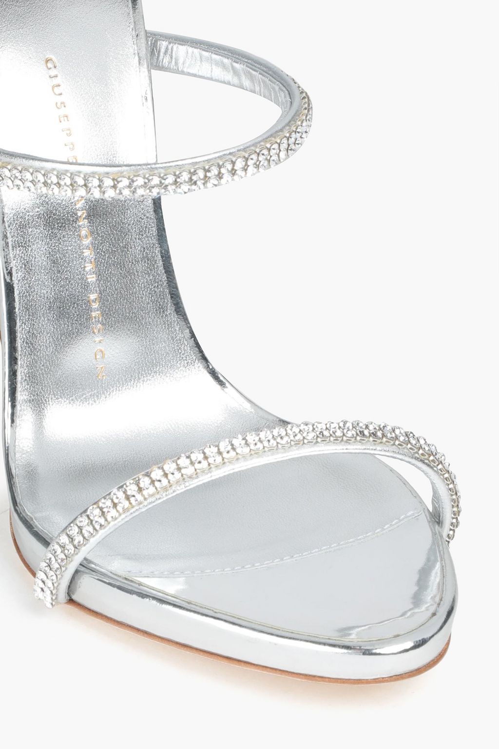 GIUSEPPE ZANOTTI Crystal-embellished metallic leather sandals