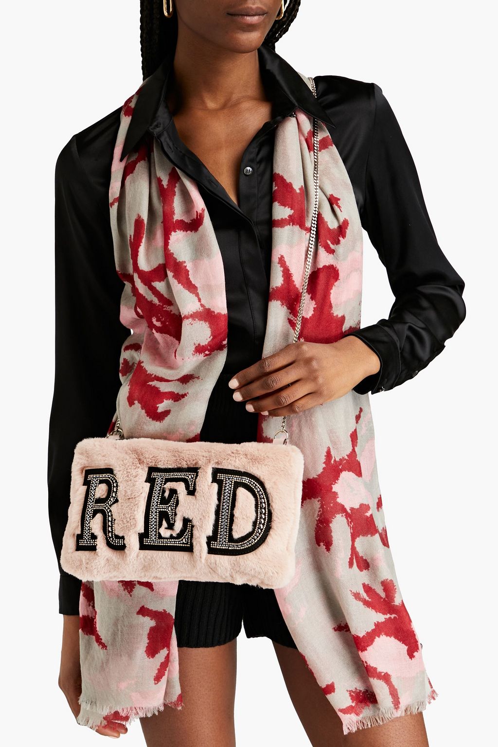 RED(V) Embellished faux fur cross-body bag