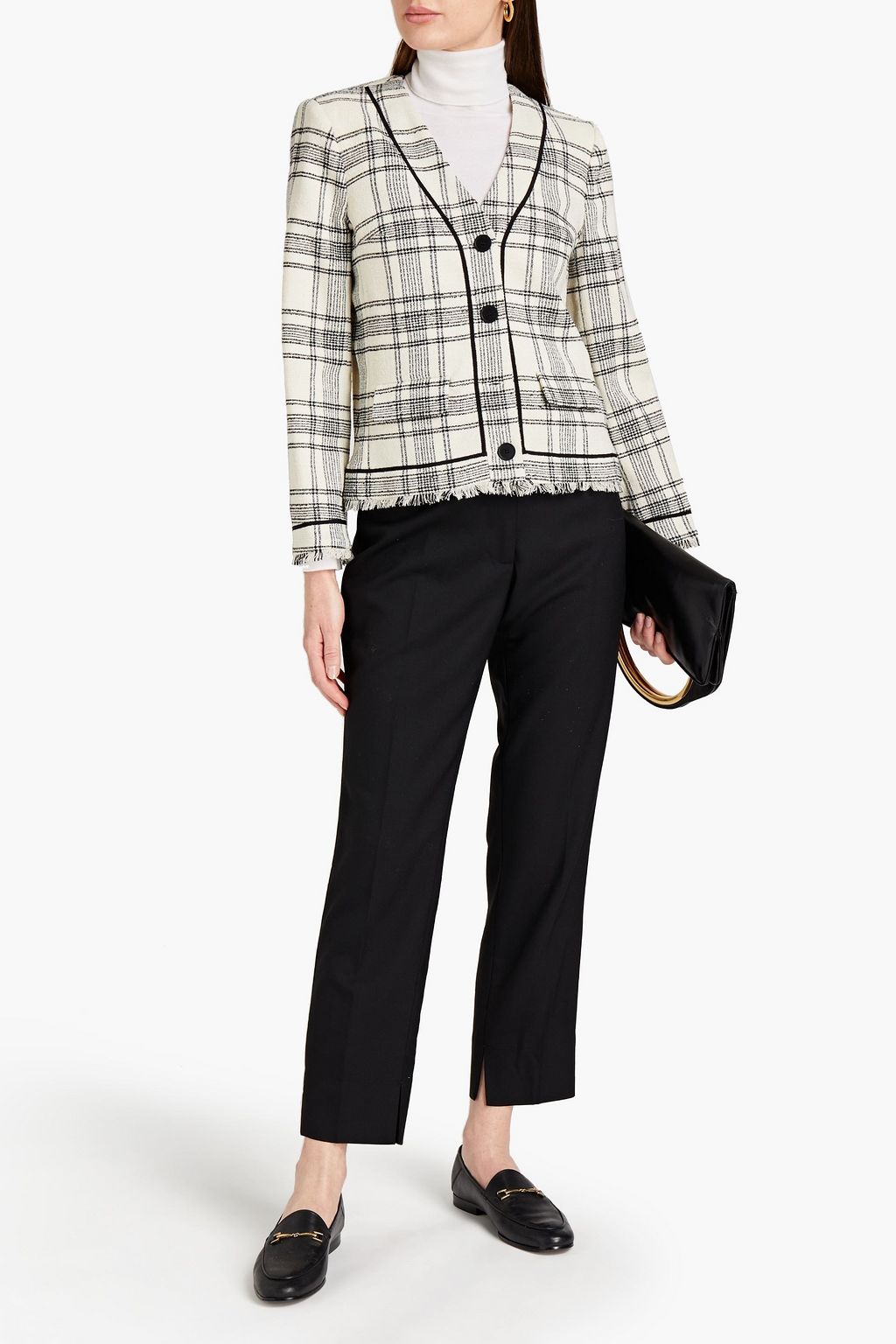 CLAUDIE PIERLOT Vissia frayed checked tweed blazer