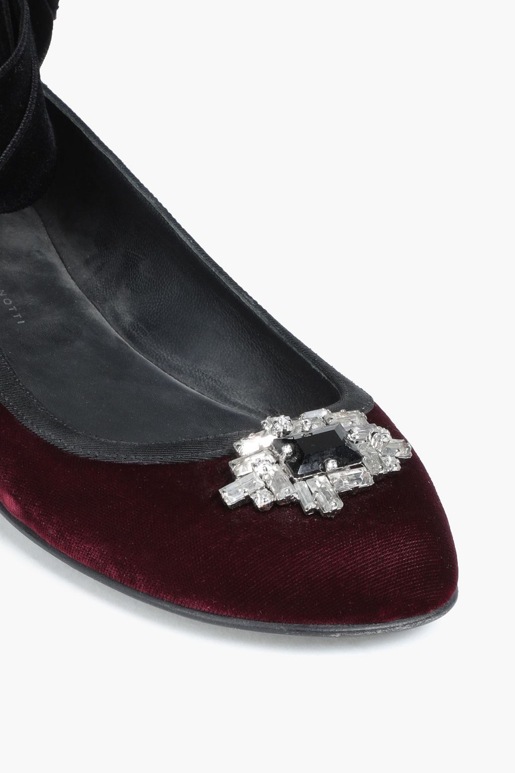 GIUSEPPE ZANOTTI Embellished velvet ballet flats