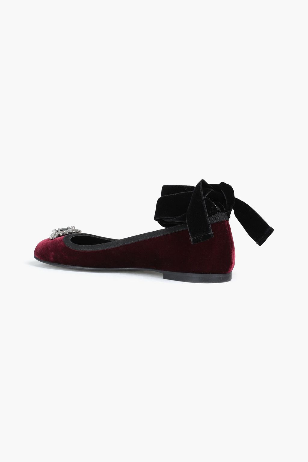 GIUSEPPE ZANOTTI Embellished velvet ballet flats