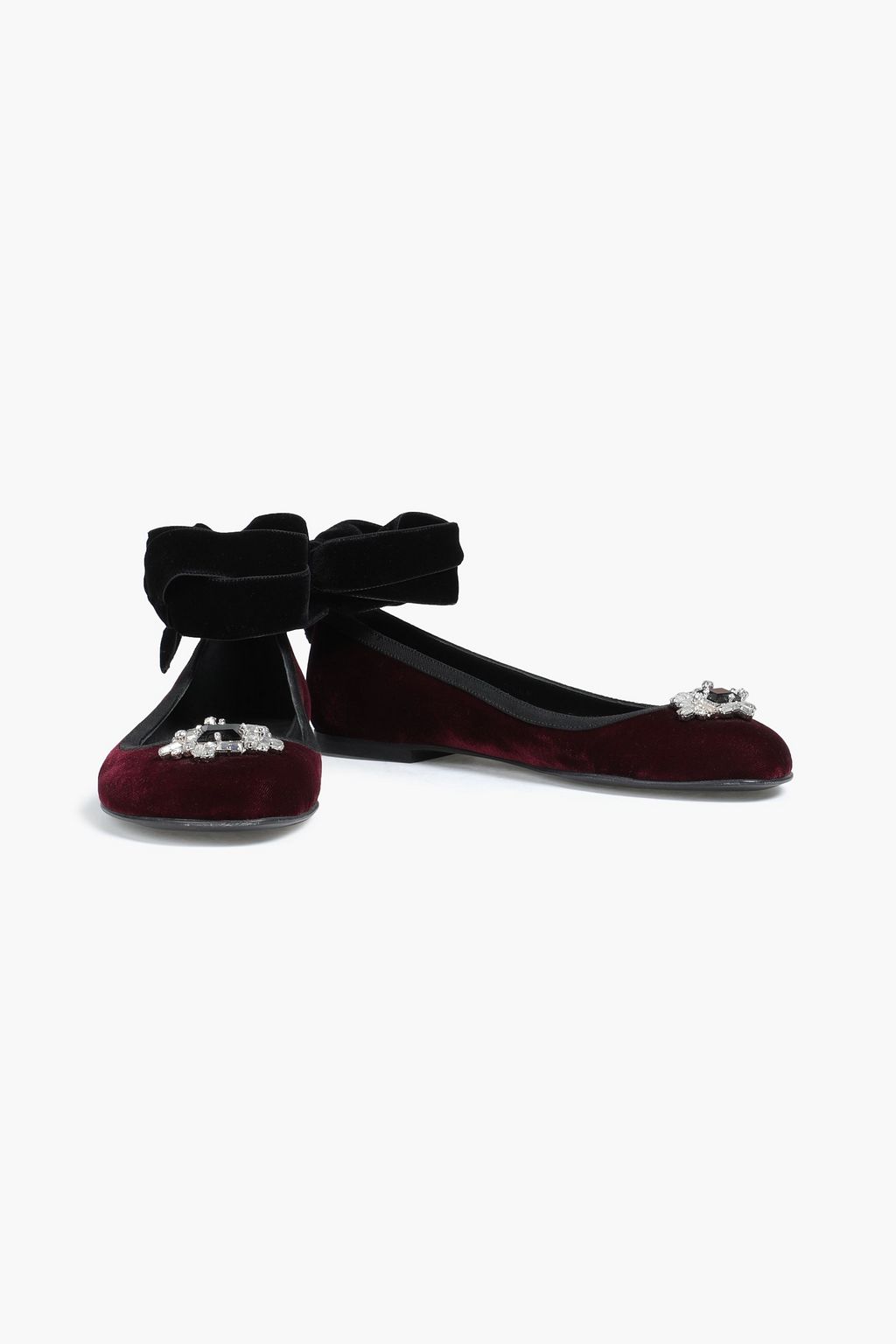 GIUSEPPE ZANOTTI Embellished velvet ballet flats