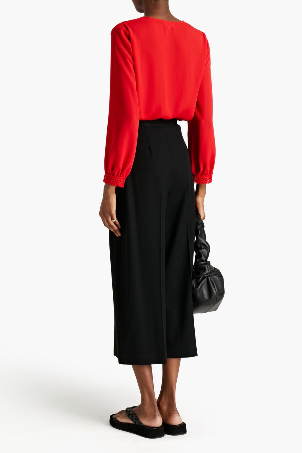 CLAUDIE PIERLOT Crocheted lace-trimmed crepe top