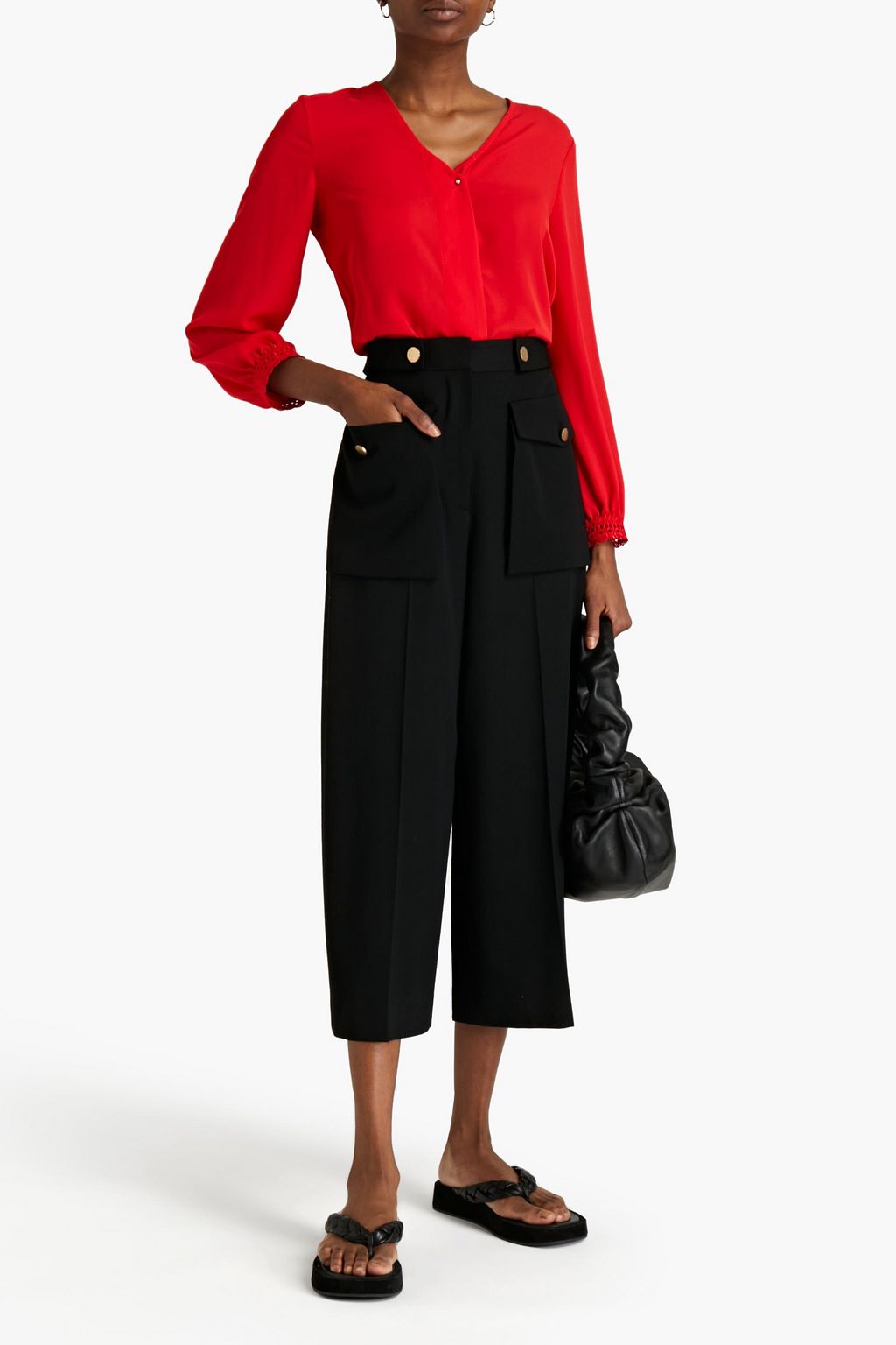 CLAUDIE PIERLOT Crocheted lace-trimmed crepe top