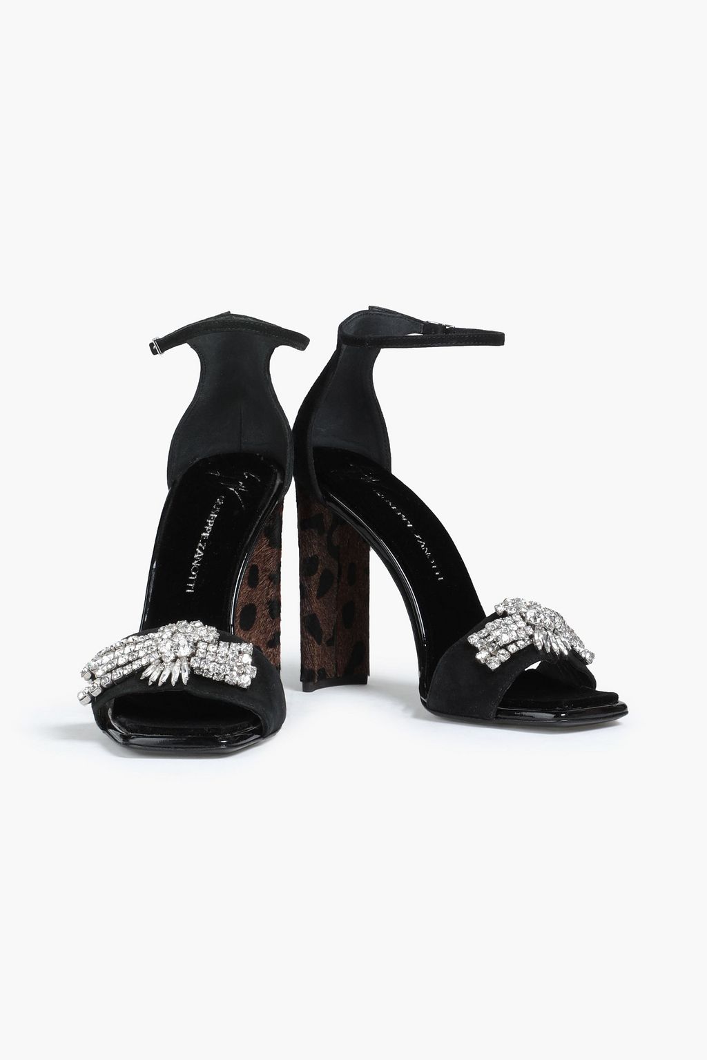 GIUSEPPE ZANOTTI Crystal-embellished suede sandals