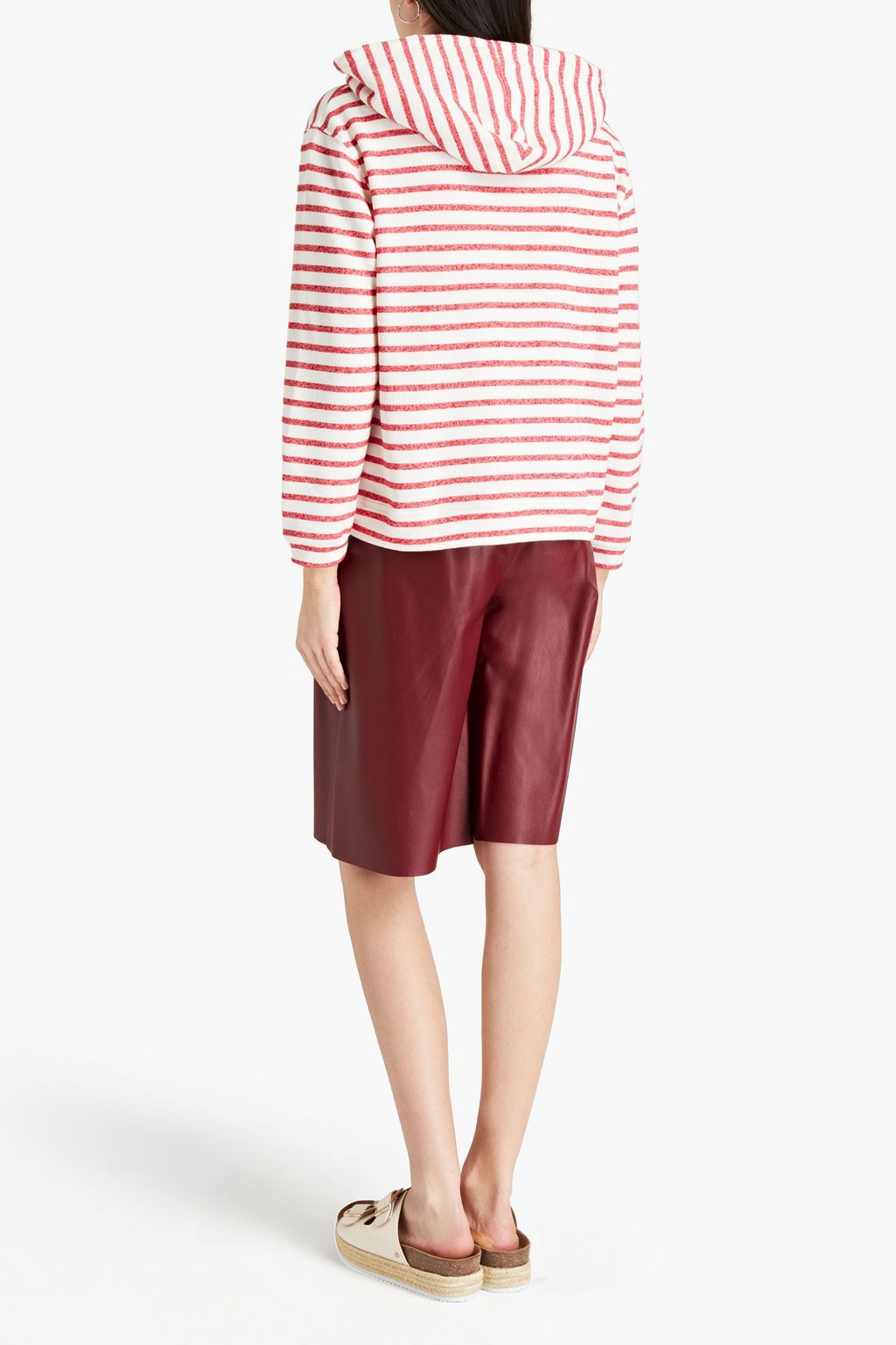 CLAUDIE PIERLOT Striped French cotton-blend terry hoodie