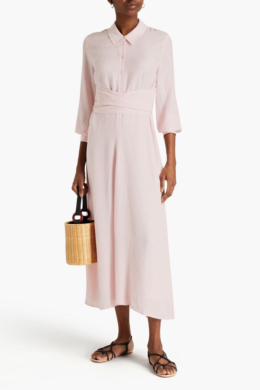 CLAUDIE PIERLOT Tie-back jacquard midi shirt dress