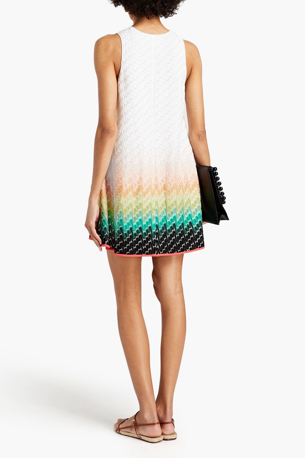 MISSONI Woven-paneled dégradé crochet-knit mini dress