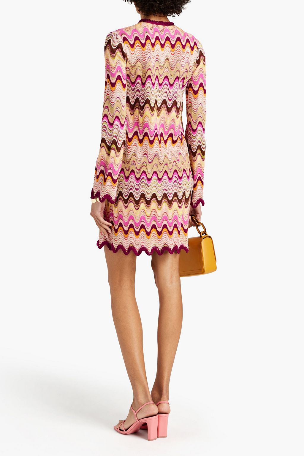 MISSONI Lace-up ruffled crochet-knit mini dress
