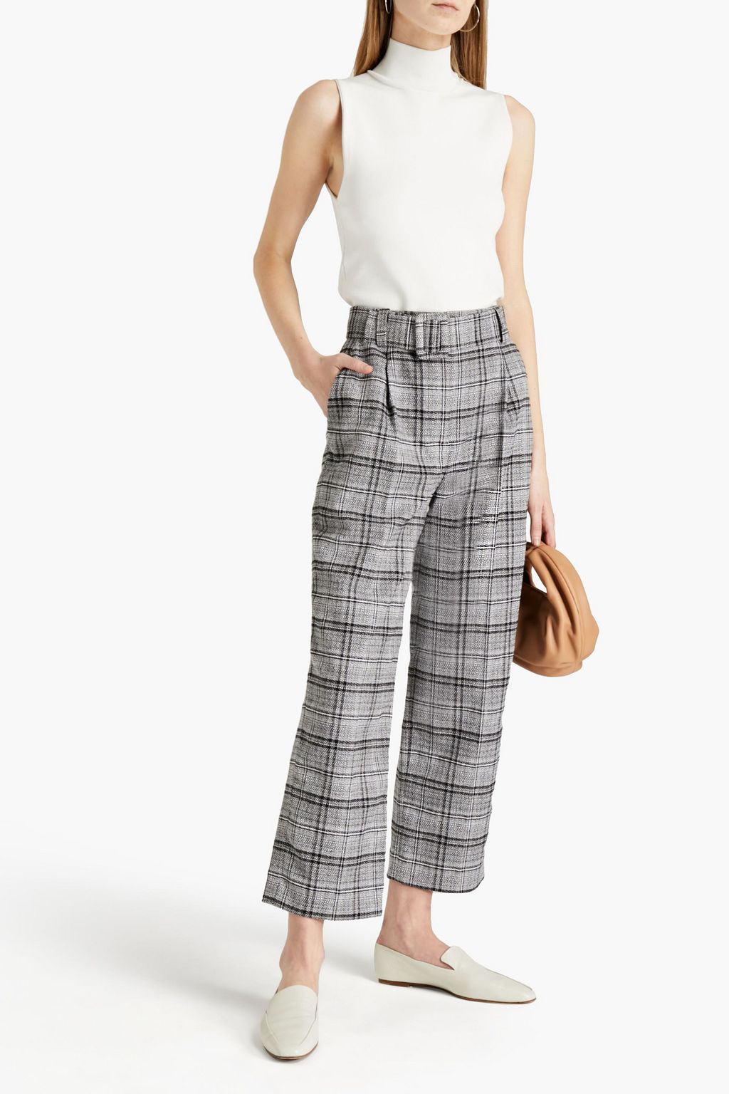 CLAUDIE PIERLOT Belted tweed straight-leg pants