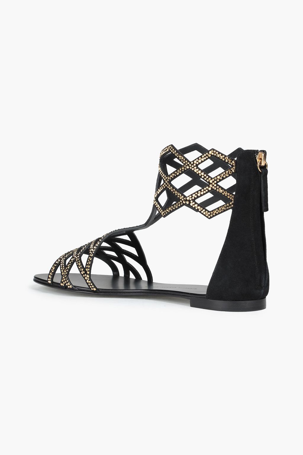 GIUSEPPE ZANOTTI Crystal-embellished suede sandals