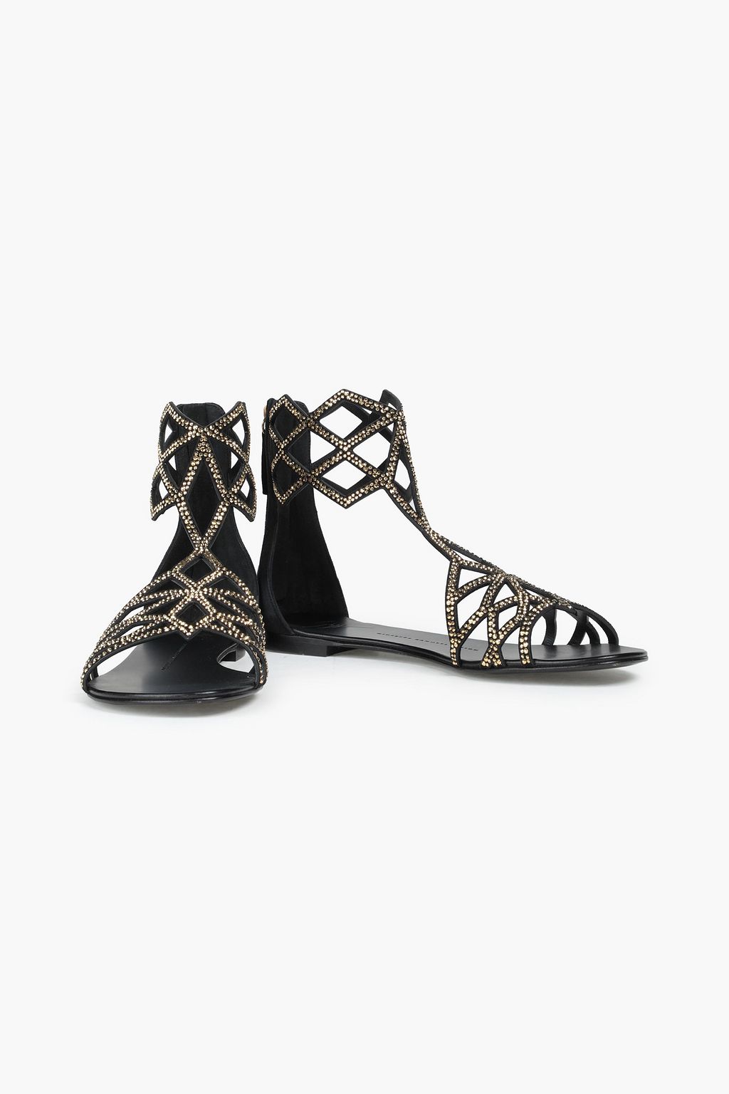 GIUSEPPE ZANOTTI Crystal-embellished suede sandals