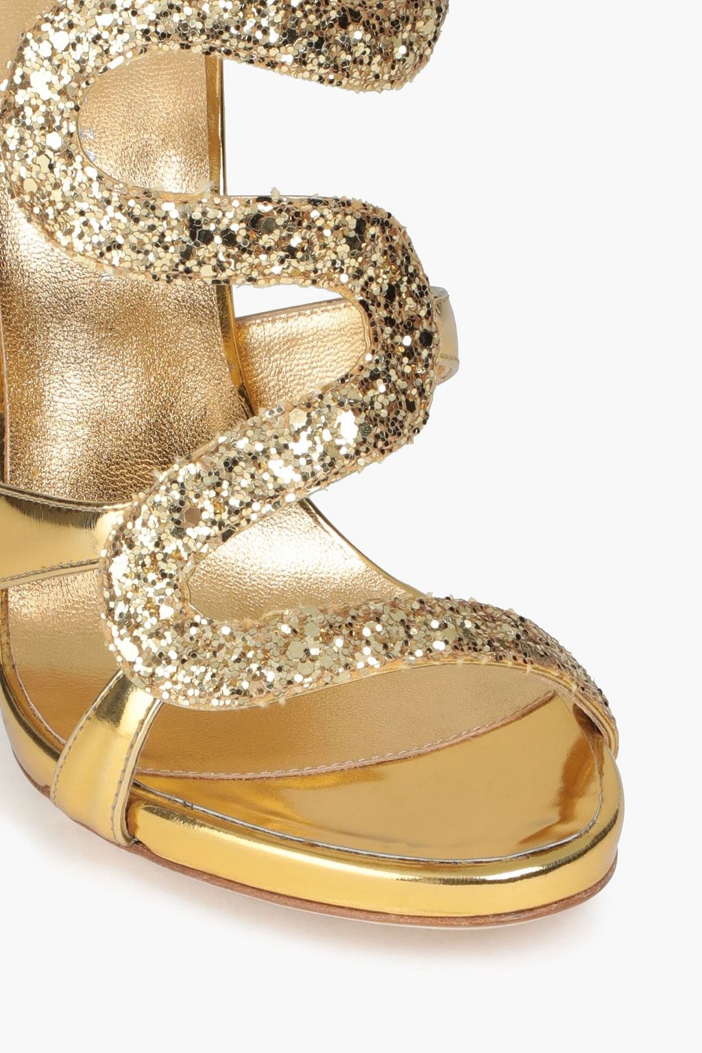 GIUSEPPE ZANOTTI Glittered mirrored leather sandals