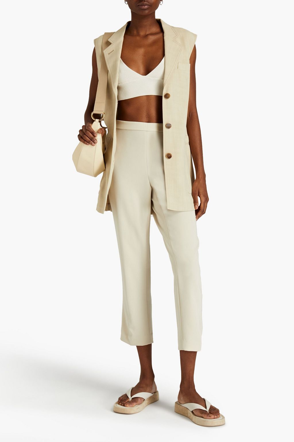 THEORY Cropped crepe slim-leg pants
