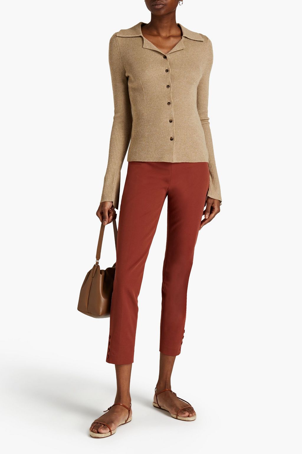 THEORY Cropped cotton-blend twill slim-leg pants