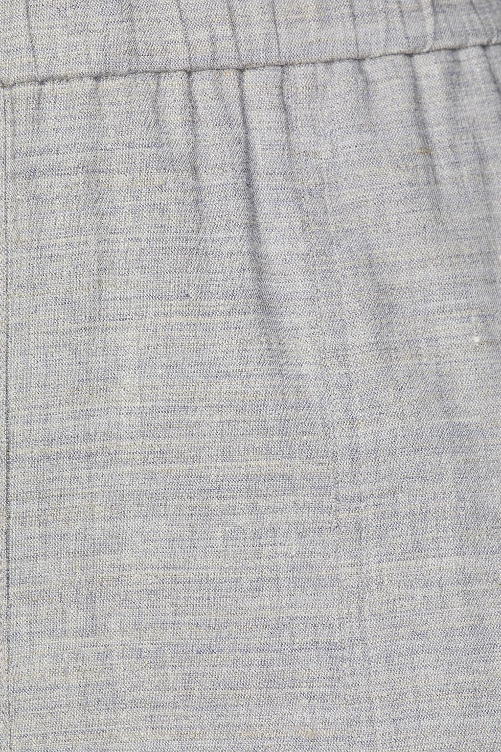 THEORY Cropped slub linen-blend tapered pants