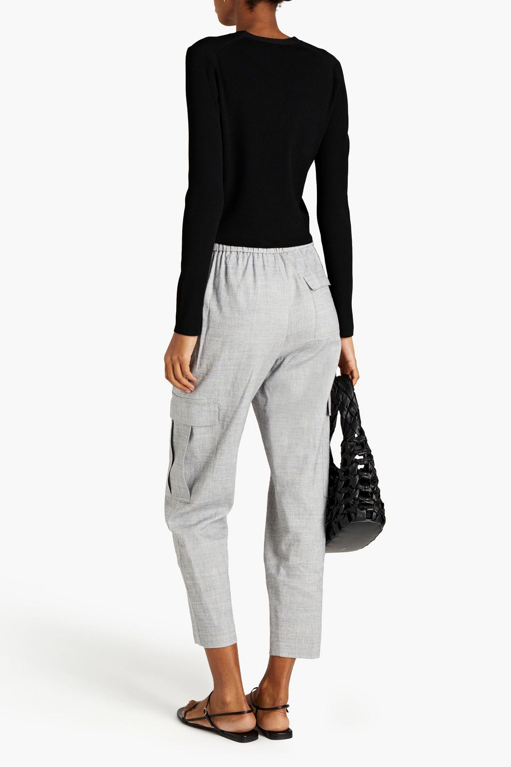 THEORY Cropped slub linen-blend tapered pants