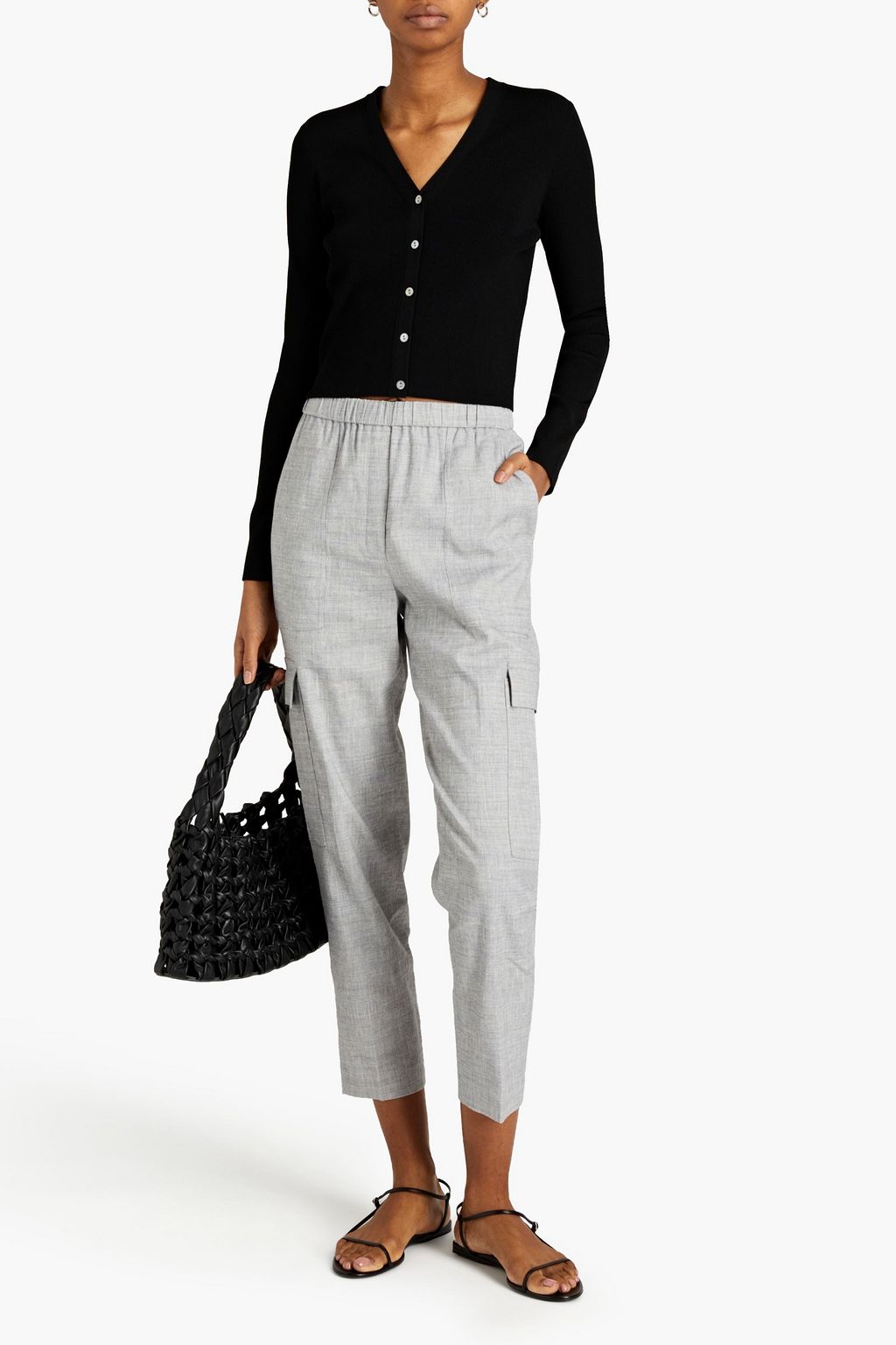 THEORY Cropped slub linen-blend tapered pants