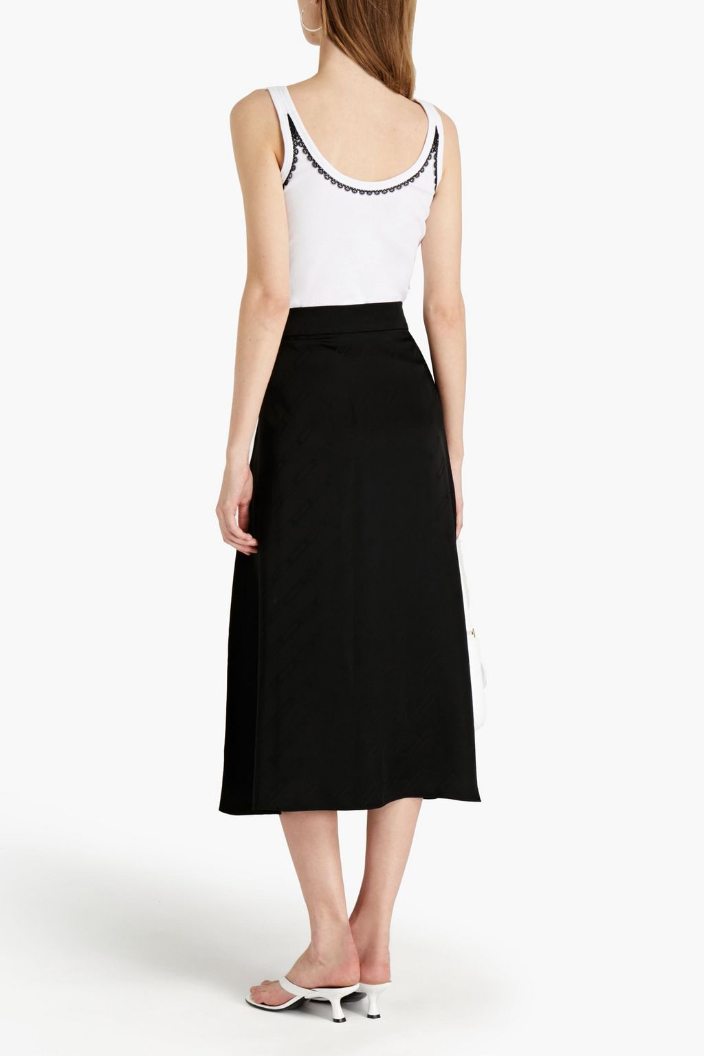 SANDRO Calina satin-jacquard midi skirt