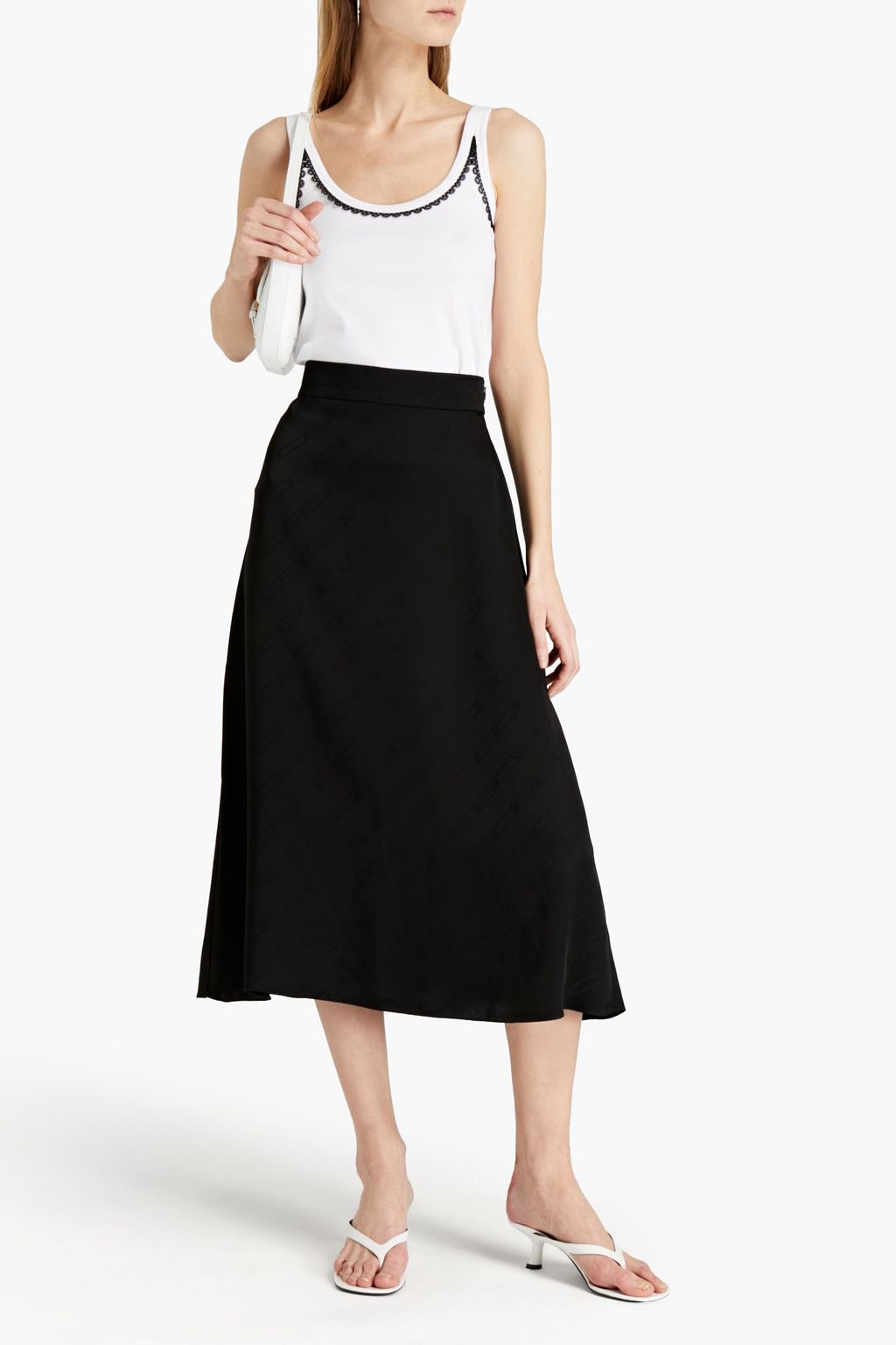 SANDRO Calina satin-jacquard midi skirt