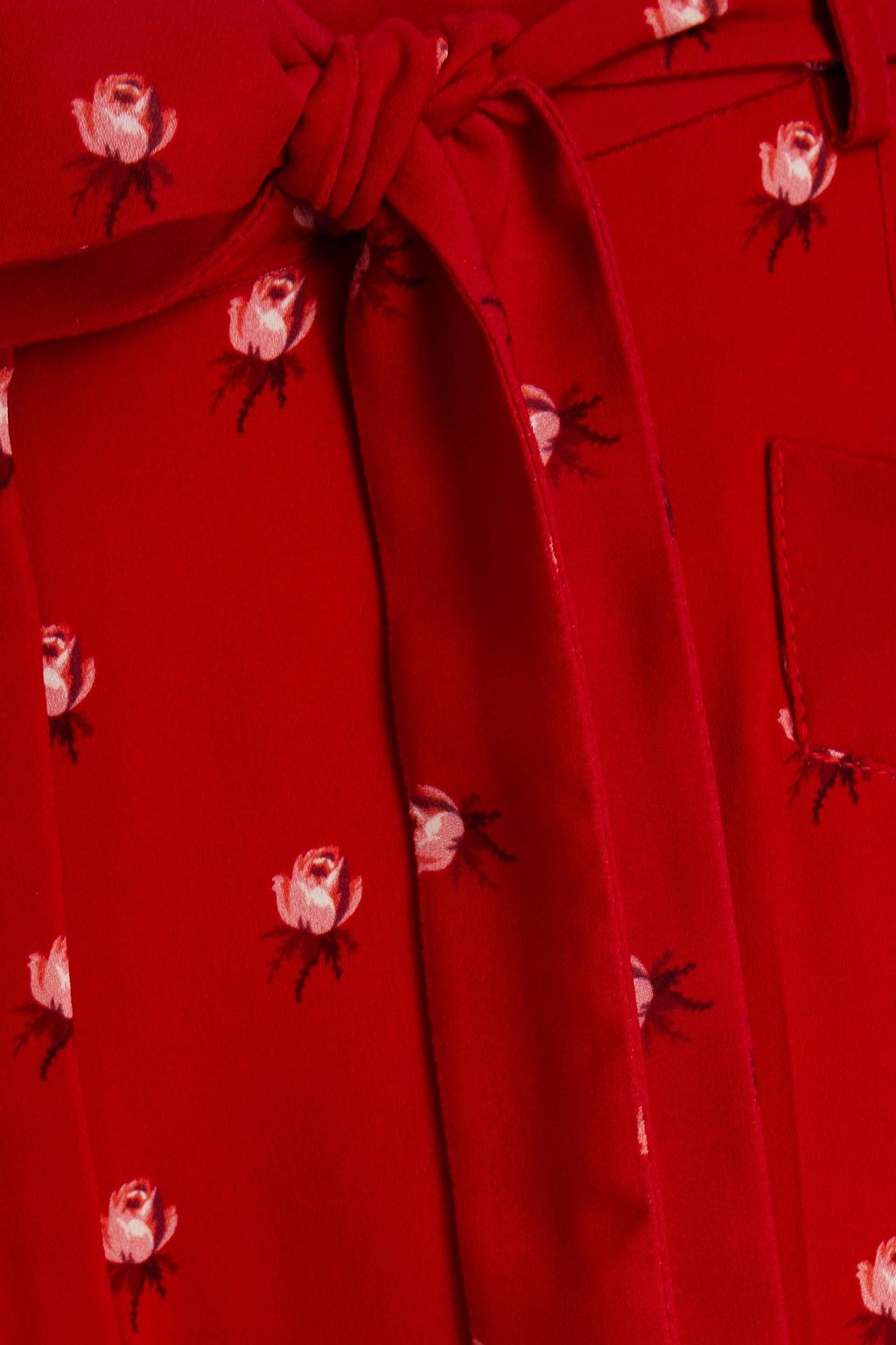 VALENTINO GARAVANI Belted pleated floral-print wide-leg pants