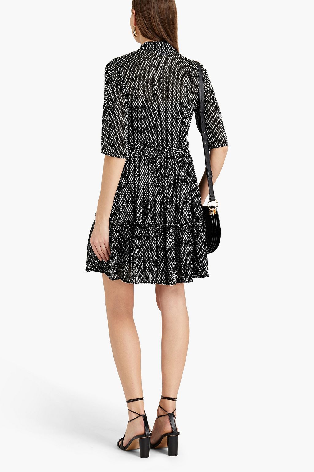 CLAUDIE PIERLOT Shirred fil coupé mini shirt dress